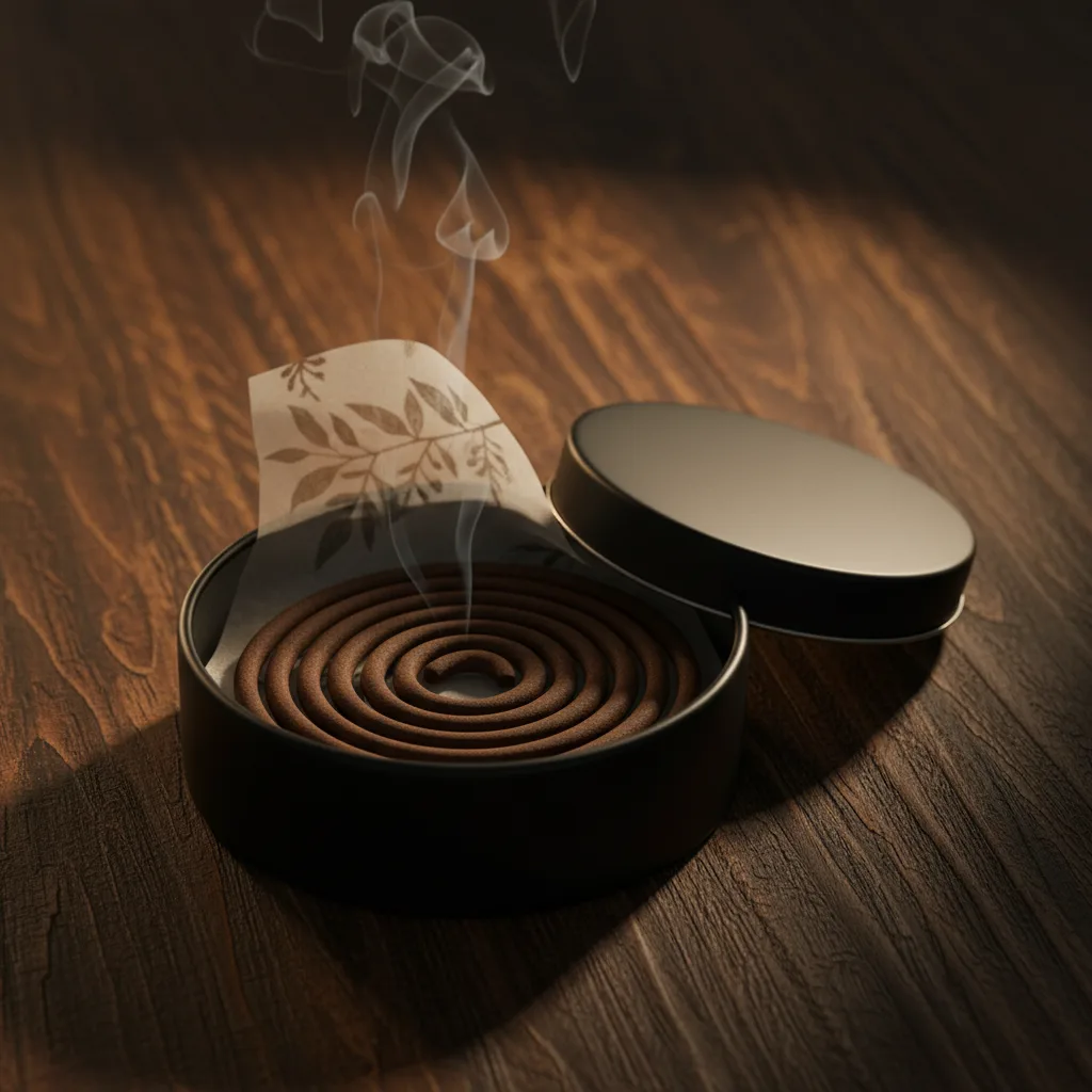 Japanese incense stick on a dark surface.