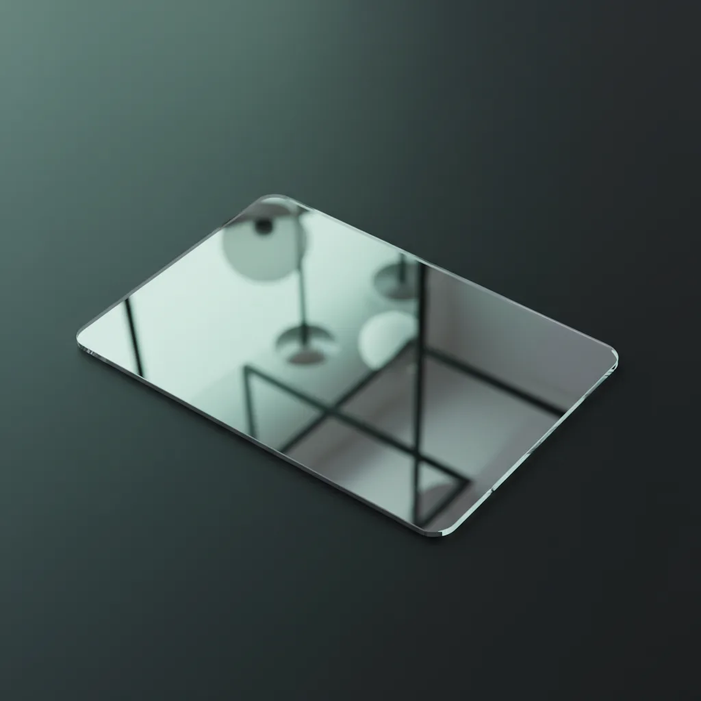 Polished stainless steel mirror card.